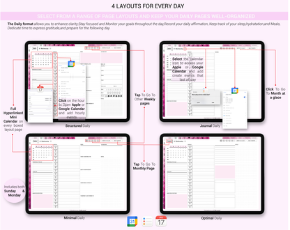 Digital Planner 2024 2025 2026 & Undated No spread | Goodnotes, iPad, Notability | Daily, Weekly, Monthly Planner | Digital Stickers & Calenda